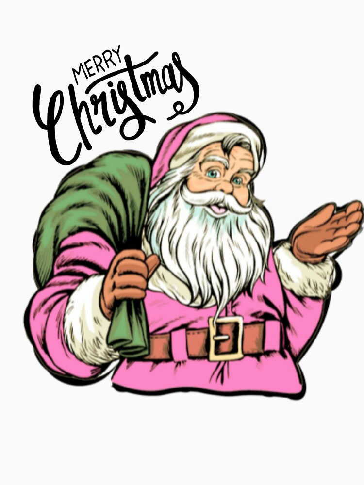 Retro Vintage Pink Santa Claus Merry Christmas by gillys