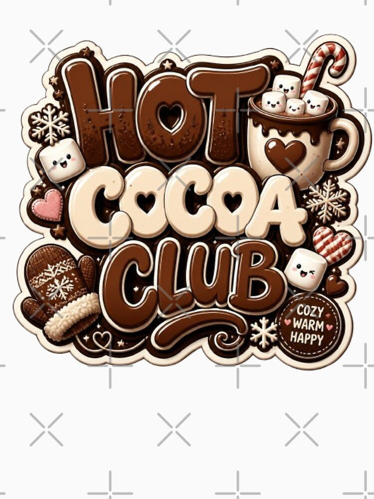 HOT COCOA CLUB Graffiti Sticker | Cozy Winter Coffee Lover PNG Design | Cute Christmas Cocoa Aesthetic | Vinyl Decal for Laptop, Mug & Notebook by Stylestickers55