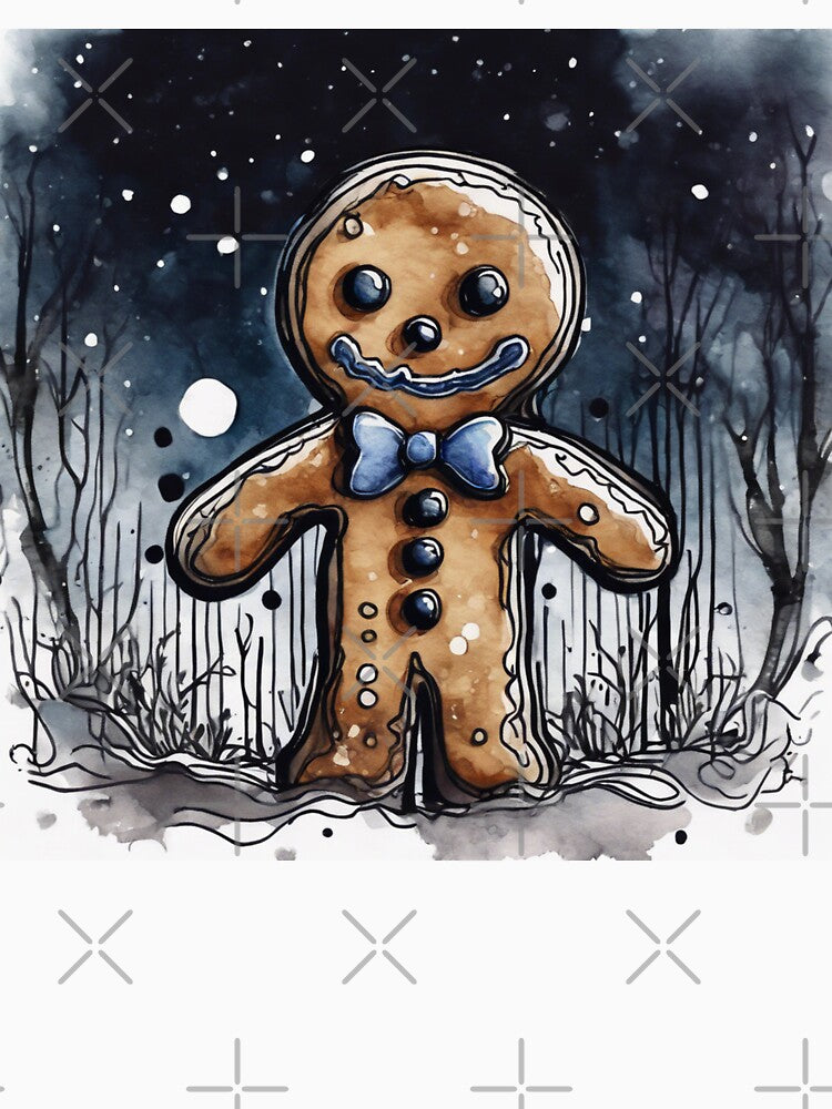 Christmas and Holiday Gingerbread man - Watercolor & Ink 1 by KBMediaArt