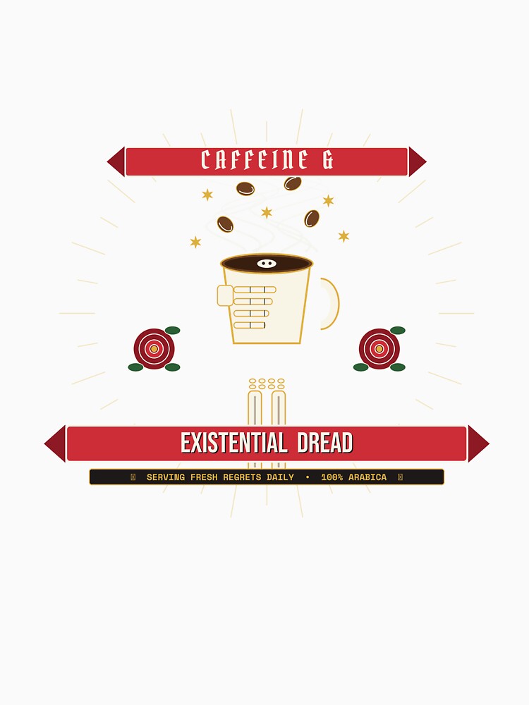 Caffeine and Existential Dread - Vintage Tattoo Skeleton Coffee Lover by GSideArtStore