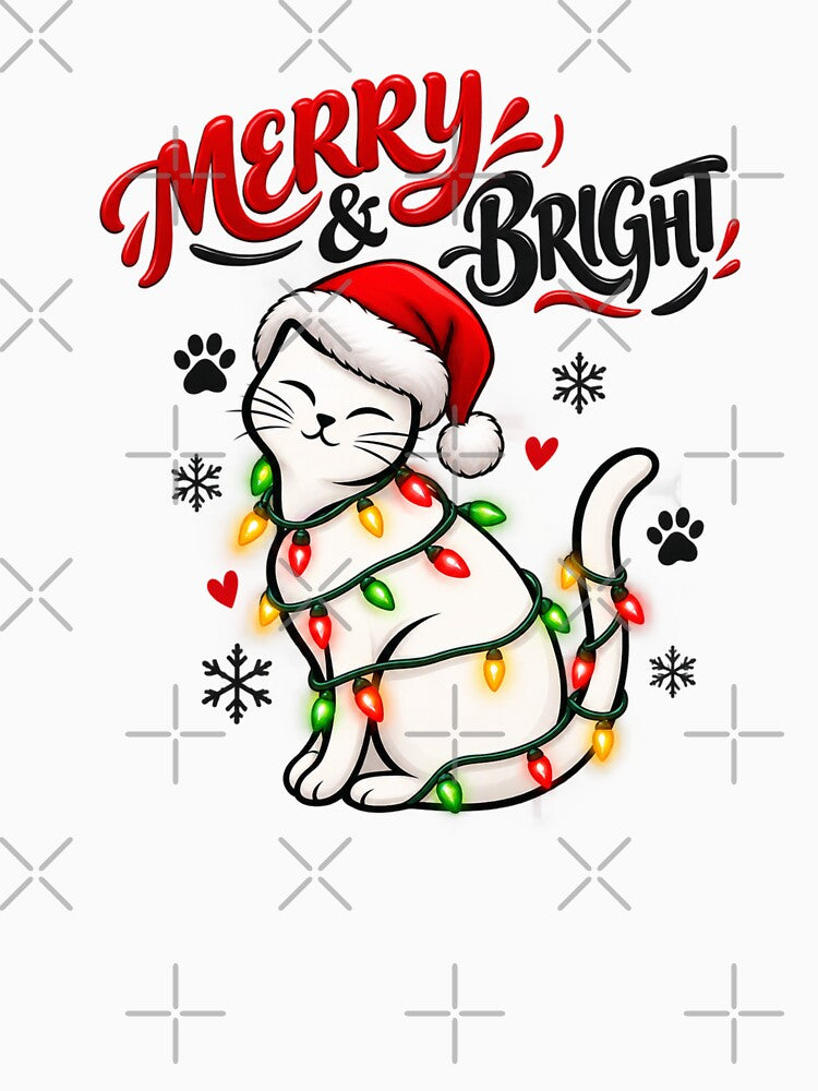 Merry Bright Christmas Cat Graphic by ShivCraftStudio