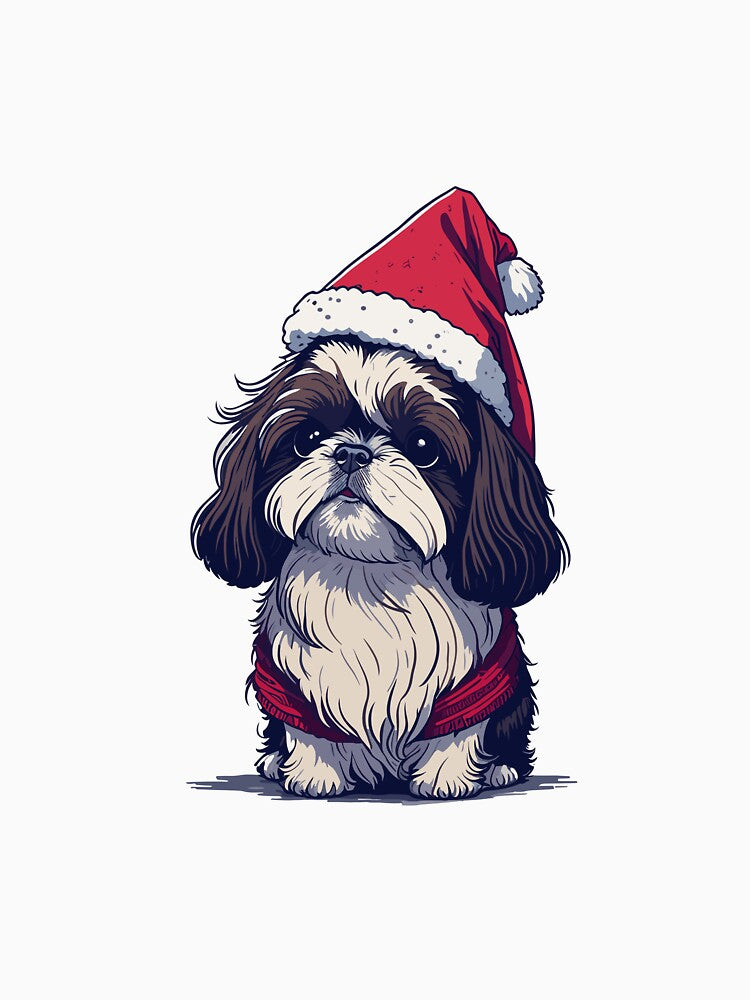 Shih Tzu's Festive Charm: Adorable Canine in a Christmas Hat by cutie1pie1dogs