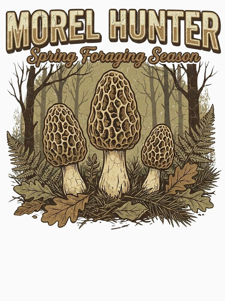Morel Mushroom Hunter T-Shirt | Morel Hunting Tee | Spring Foraging Shirt | Mushroom Season Gift by GeniePixel