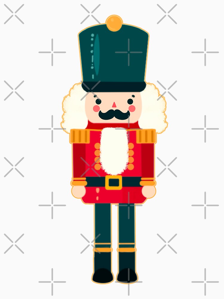 Gold Outline of Red and Green Christmas Nutcracker Toy Soldier Graphic Art - White Background by Star-Fragment