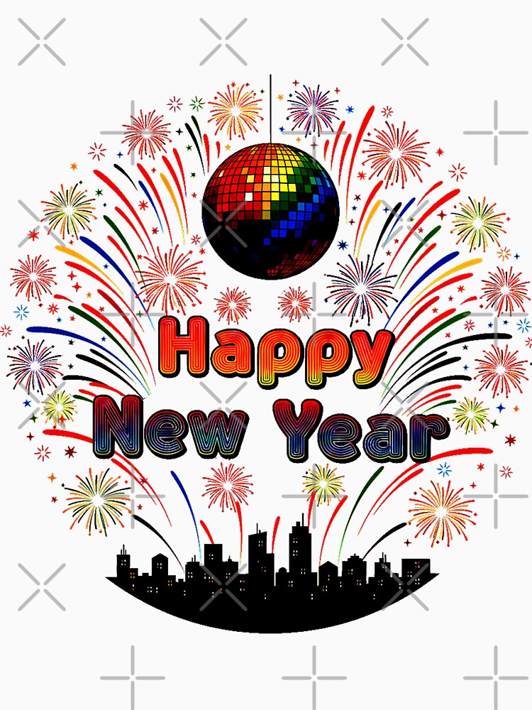 Happy New Year – Disco Ball & City Skyline Celebration by meesub