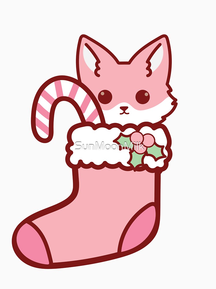 Pink Fox Christmas Stocking by SunMoonMilk