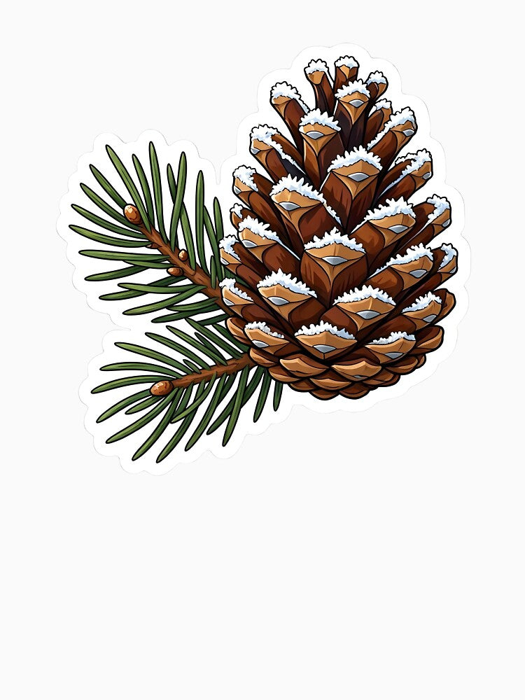 Snowy Pinecone with Evergreen Pine Branch Winter Nature by Herodestroyer