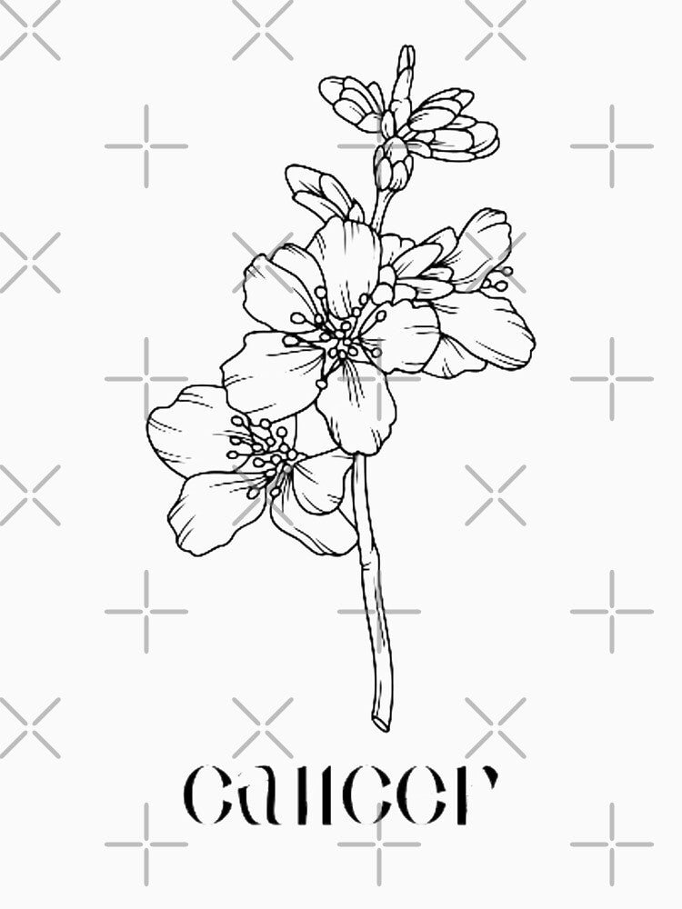 cancer zodiac black and white flower by Uylia7