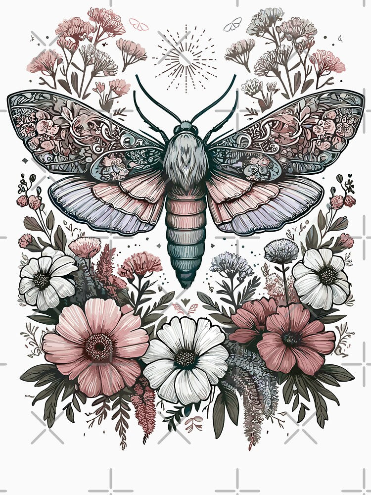 Fairycore Floral Moth Pastel Fairycore Aesthetic by MintedFresh