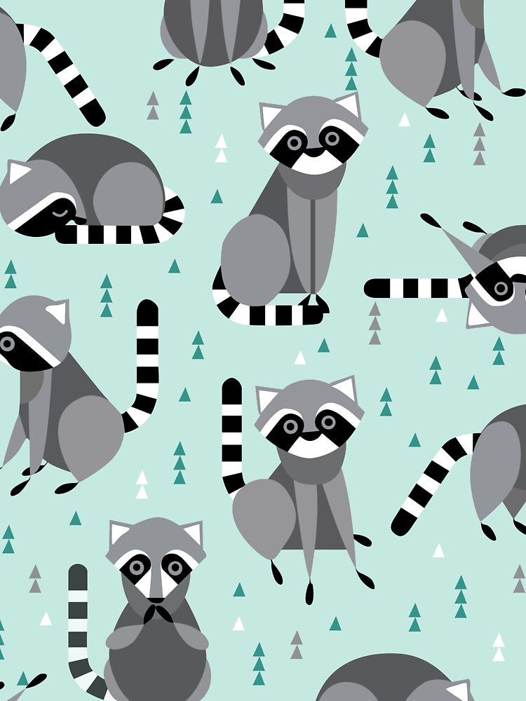 Baby Raccoons On Light Blue by SweetPea49