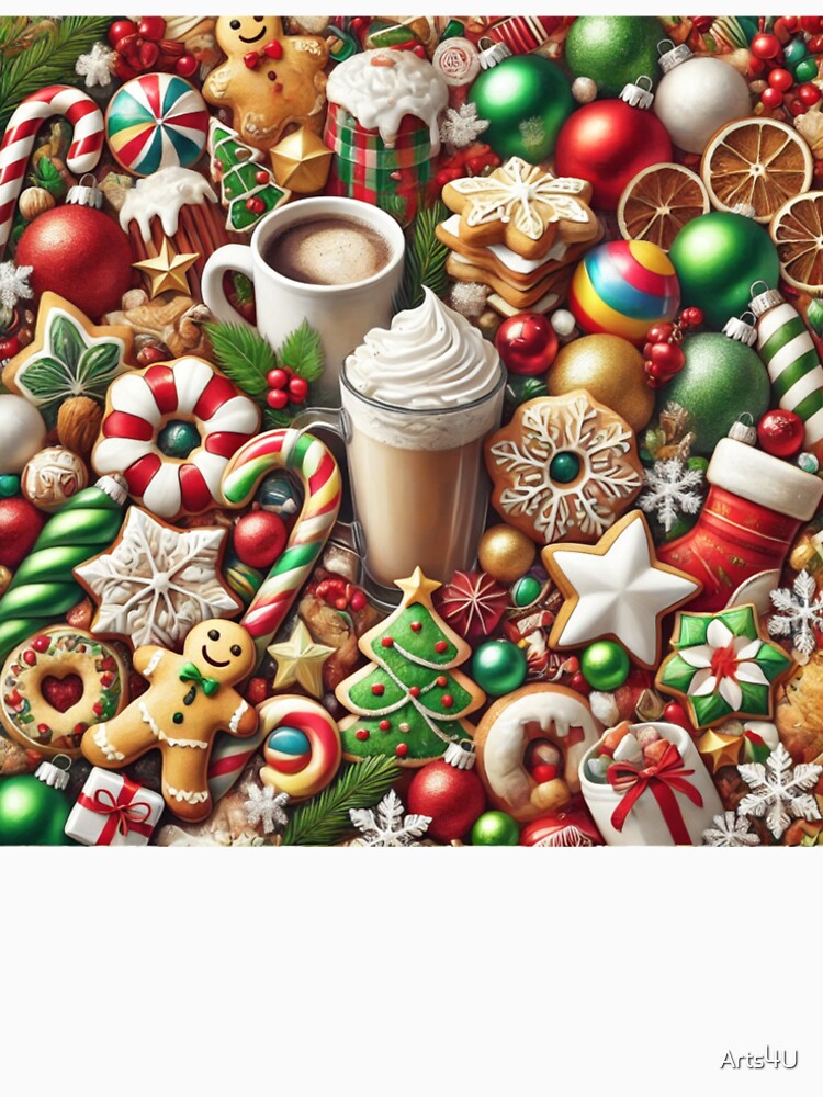 CHRISTMAS FESTIVE HOLIDAY COOKIES DRINKS MUG HOT CHOCOLATE ART #1 by Arts4U