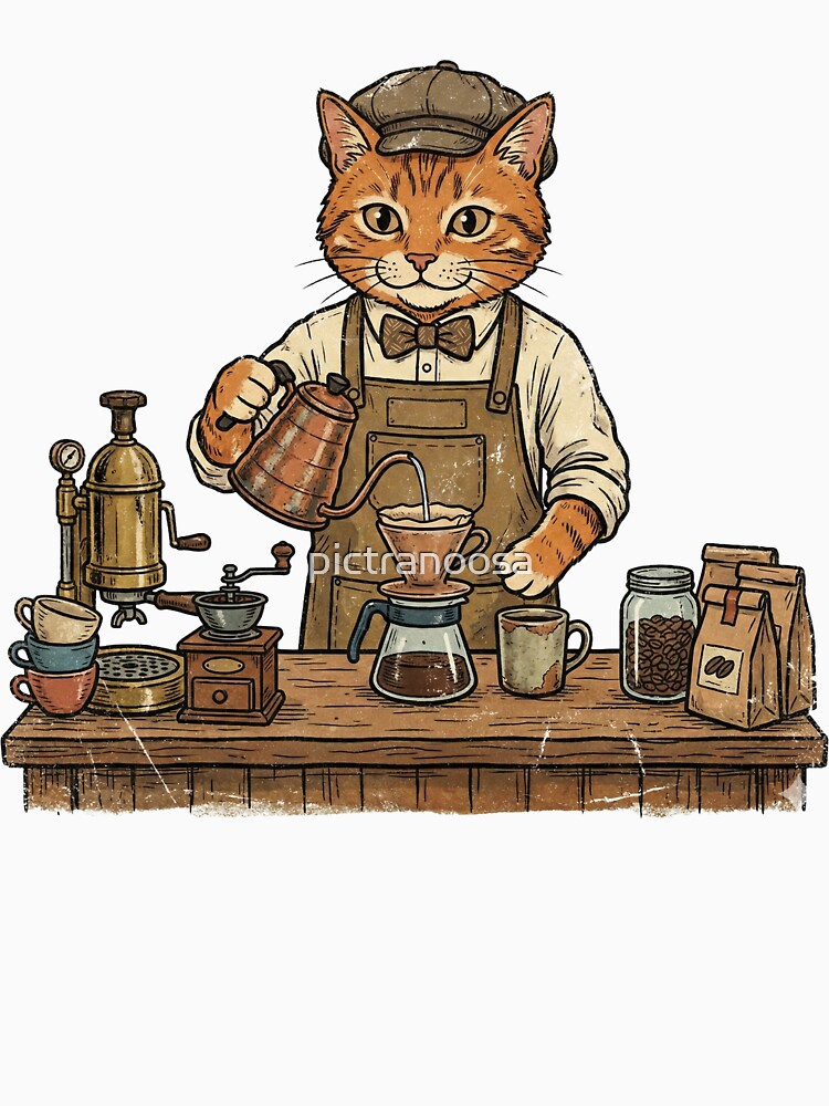 Barista Cat in Classic Coffee Shop by pictranoosa