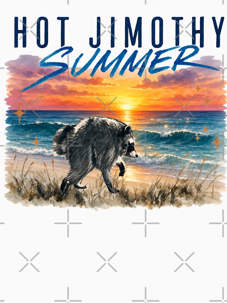 Jimothy Raccoon - Hot Jimothy Summer – Vintage Beach Raccoon Sunset by JessArty ⭐⭐⭐⭐⭐
