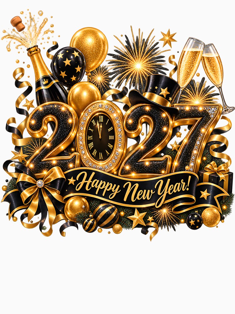 Luxury Black & Gold Happy New Year 2027 by TinyWeird