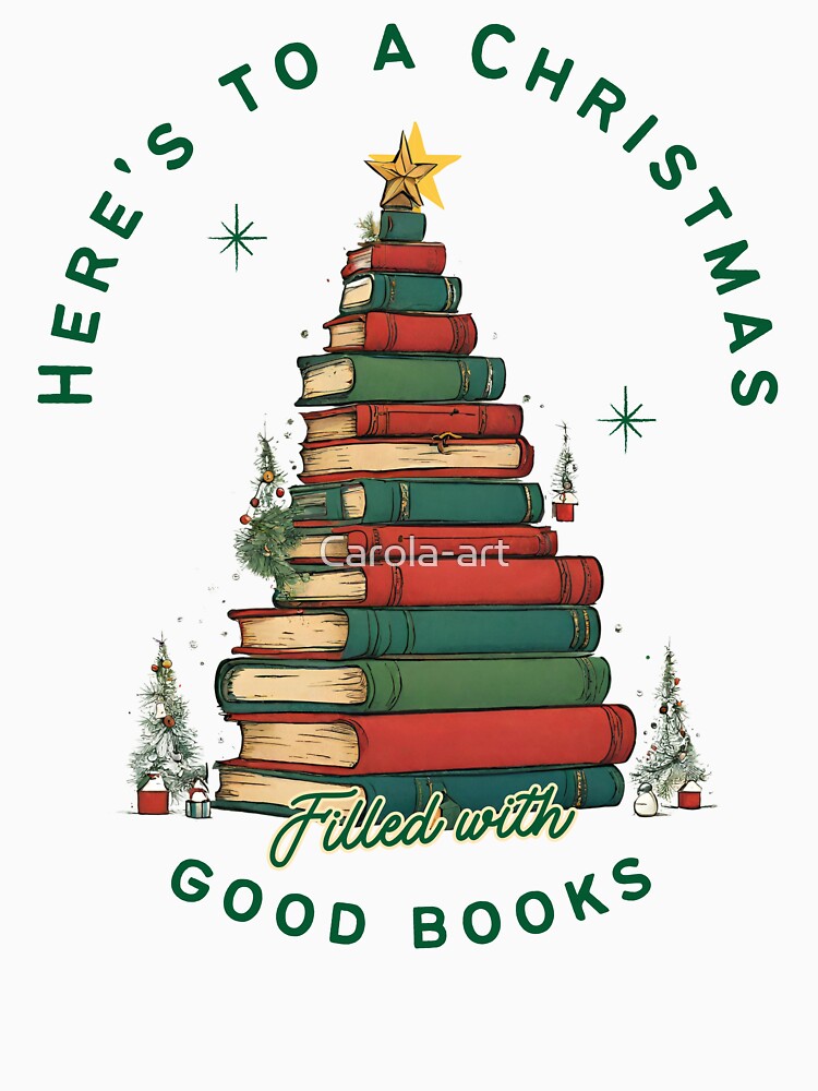 Christmas tree of books "christmas with good books" by Carola-art