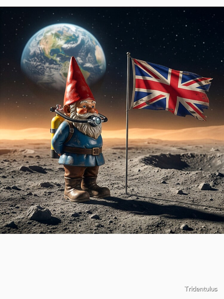 Gnome Plants British Flag on the Moon by Tridentulus