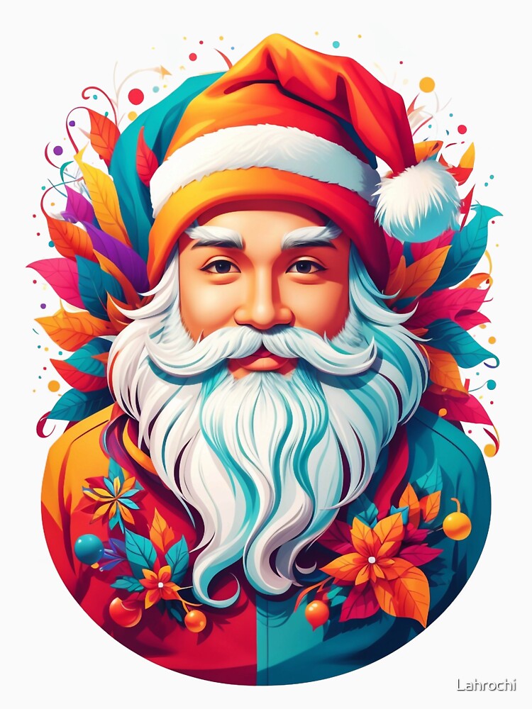 Santa's Floral Wonderland: A Vibrant Holiday Illustration by Lahrochi