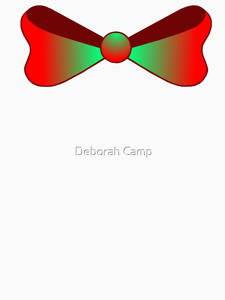 Shiny Red and Green Christmas Bow by Deborah Camp