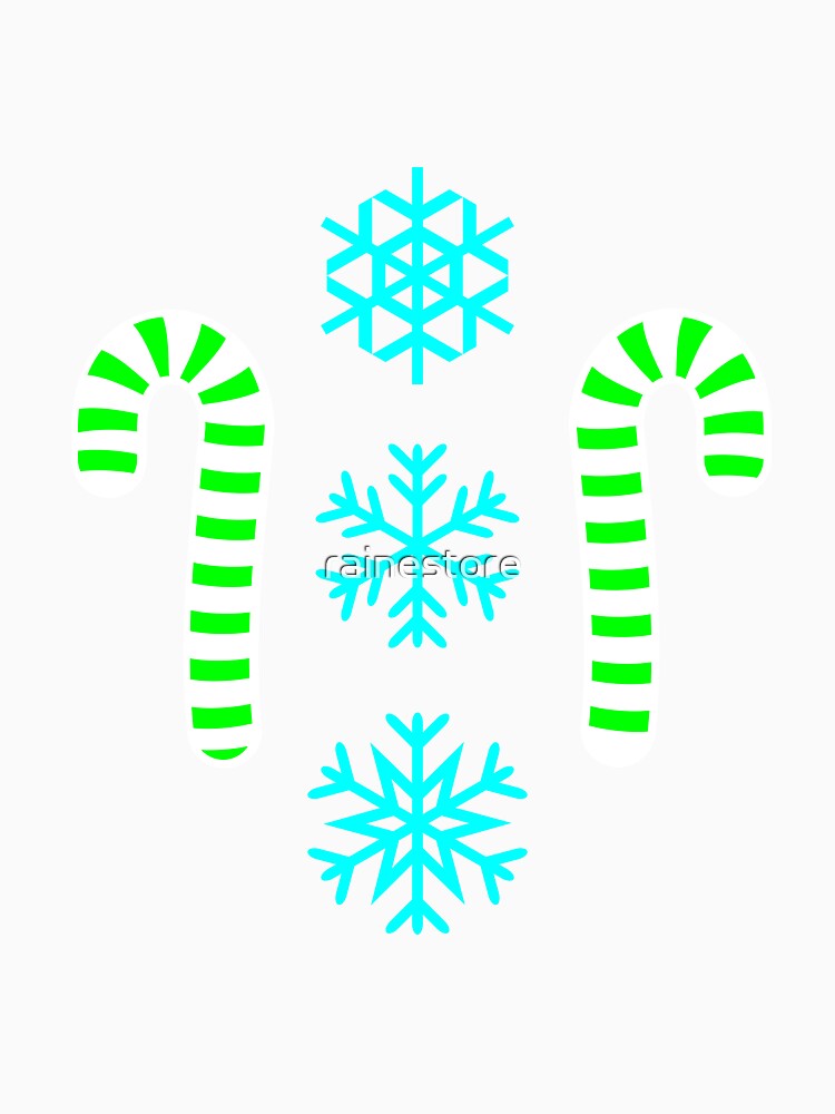Green Candy Canes & Turquoise Snowflakes Pattern by rainestore