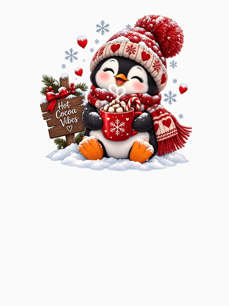 Cute Penguin Hot Cocoa Vibes Cozy Winter Design by TinyWeird