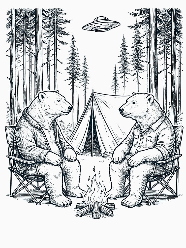 Vintage Polar Bear Camping UFO Animal Lover by TerryConnells