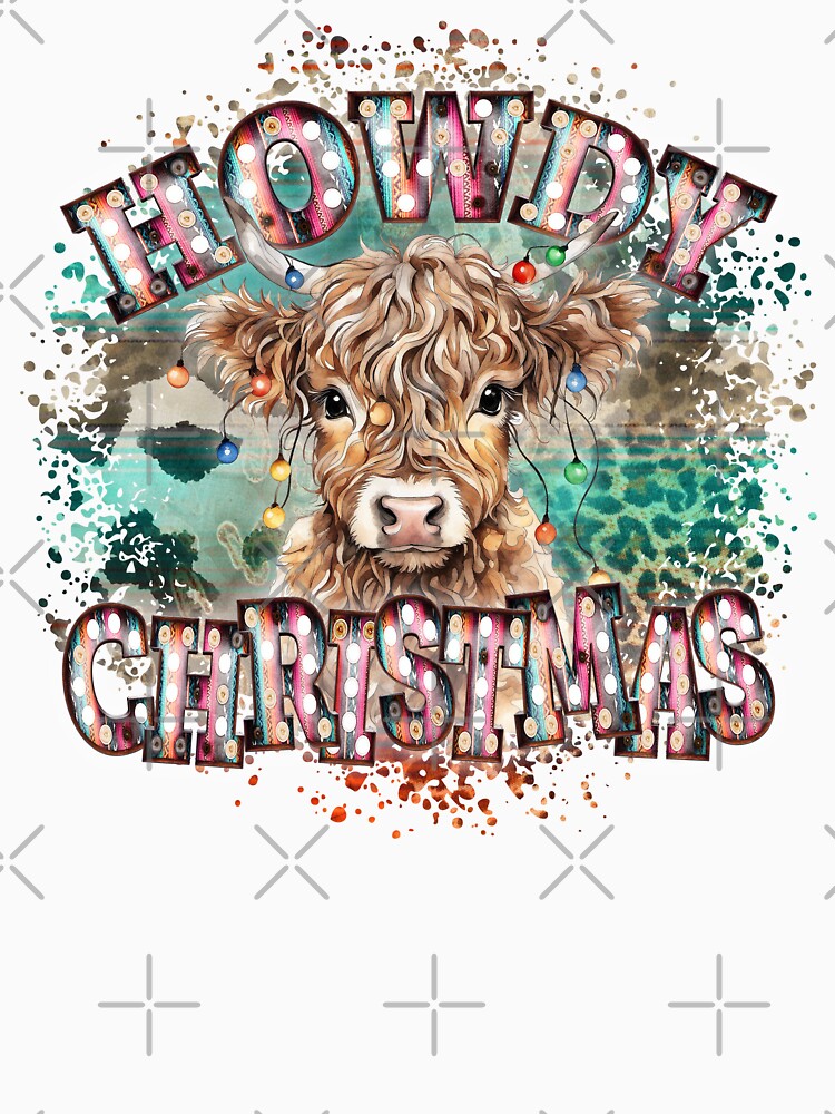 Howdy Christmas Western Baby Highland Cow Country Girl Cowboy Holiday by janellexyb
