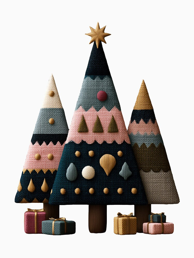 Cozy Nordic Wooden Christmas Trees Art by colorful-white