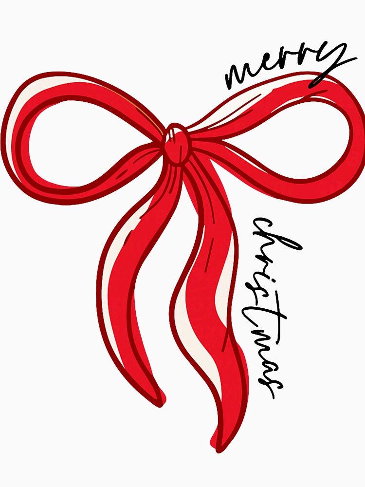Red Christmas Bow With Elegant Festive Script by cerima
