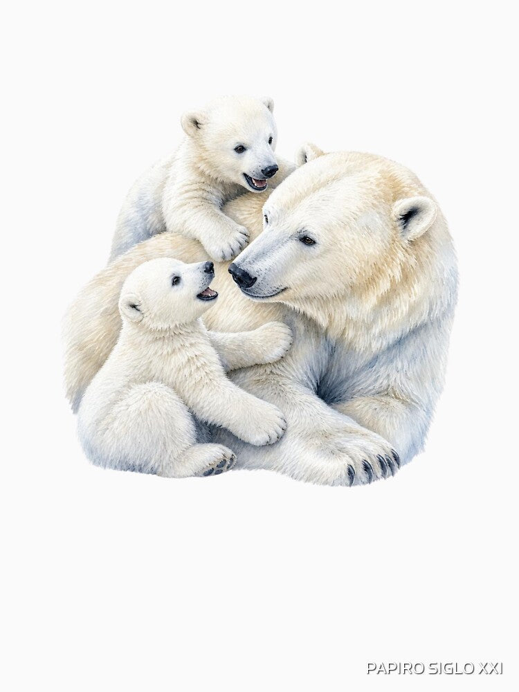 Polar Bear Mom and Cubs Illustration - Watercolor Nursery Art by PAPIRO SIGLO XXI