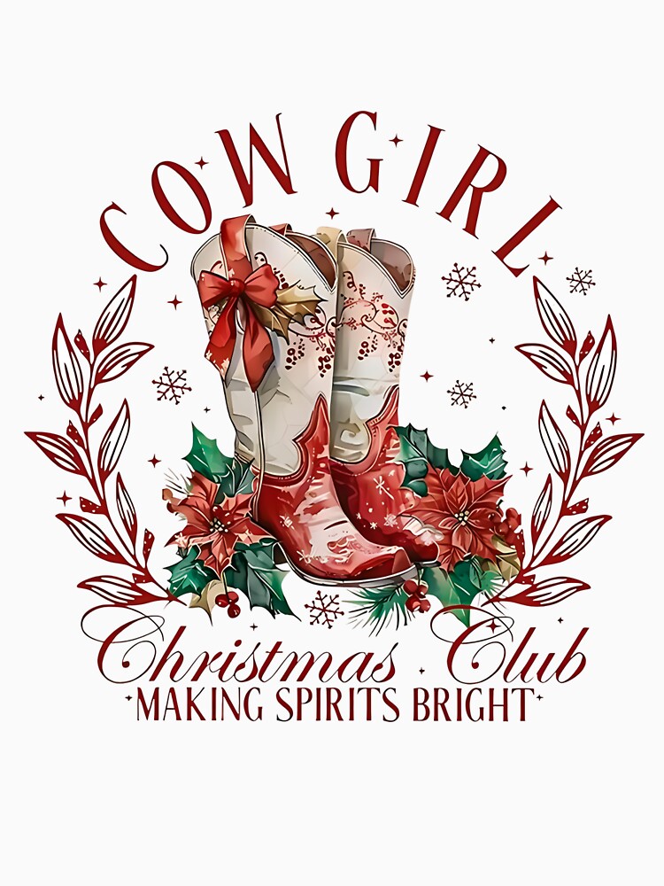Cowgirl Christmas, Western Christmas Boots, Country Holiday, Making Spirits Bright by johnfitz-tee