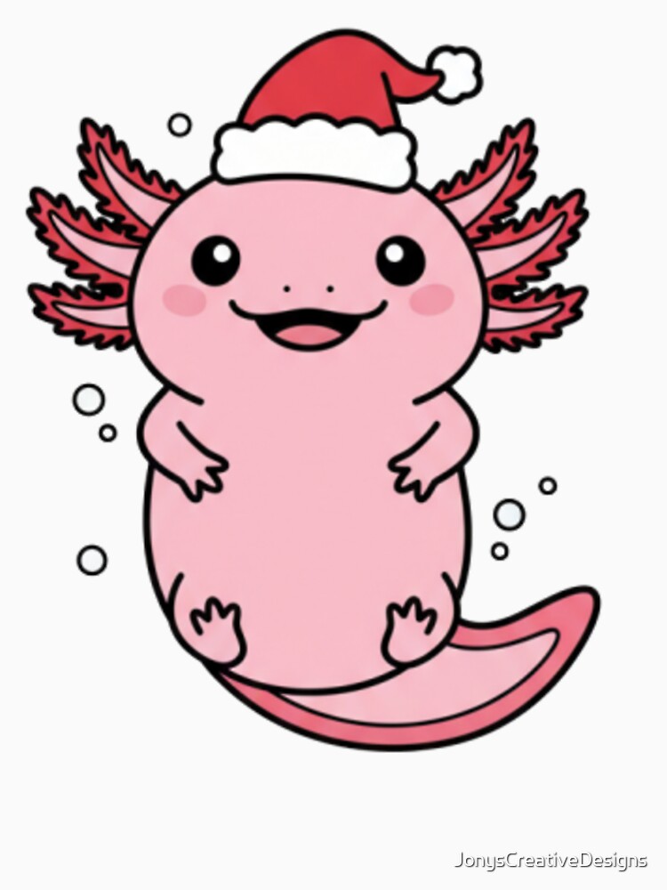 Axolotl wearing a Santa hat by JonysCreativeDesigns