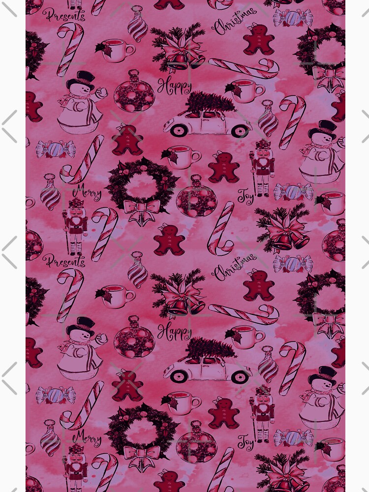 Watercolor Dark  Pink Christmas Pattern by ozcushionstoo