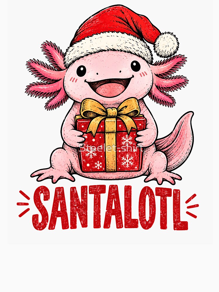 Cute Santalotl Christmas Axolotl by Steele-Art