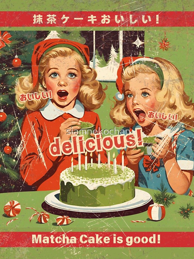 Christmas Matcha Cake Magic: Two Girls in Awe by siamnekochan