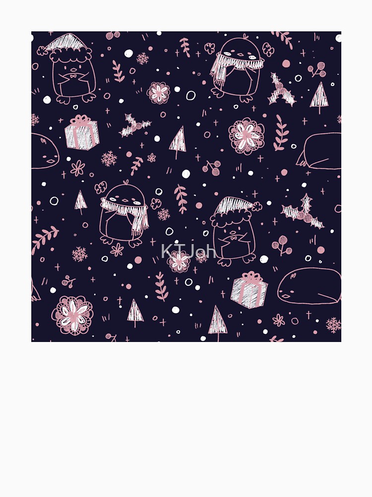 Winter Penguin Pattern - Dark by KTJoh