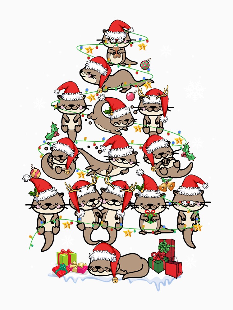 Cute Sea Otter Reindeer Kids Funny Christmas Tree Animal Lover by LavateArtStudio