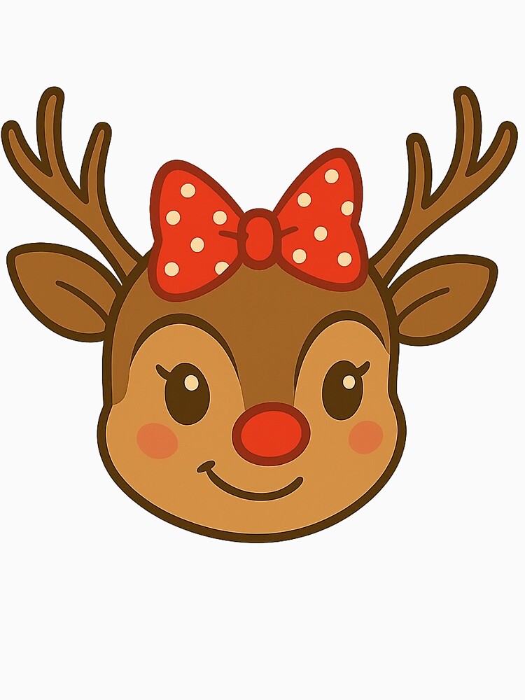 Cute Christmas Reindeer Face with Bow – Festive Holiday Animal Illustration by StyleLap