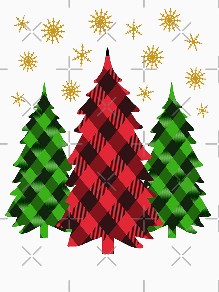 Buffalo Plaid Christmas Trees Country Western Christmas Holiday Art by Bad Kitty Designz