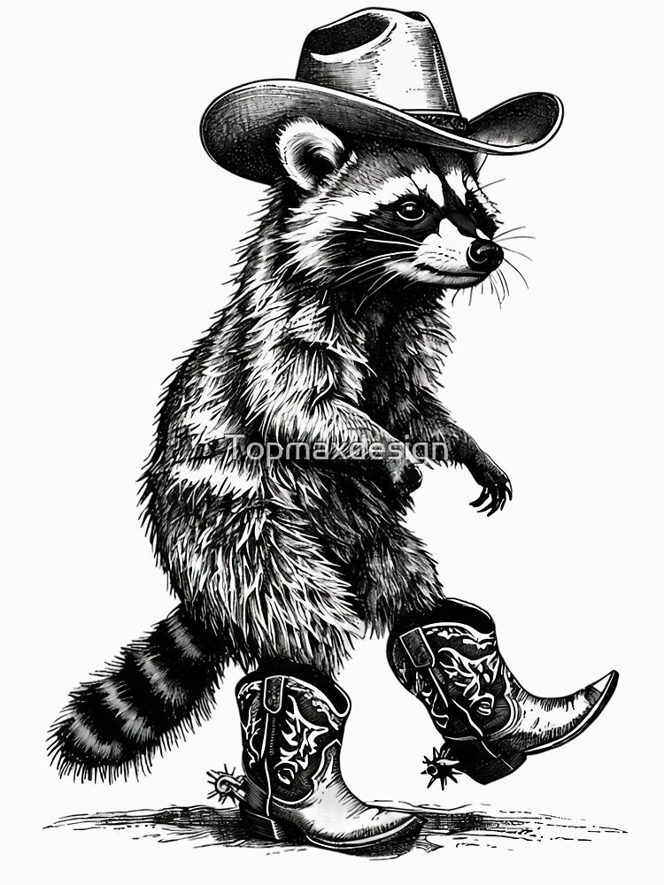 Vintage Raccoon Western Cowboy by Topmaxdesign