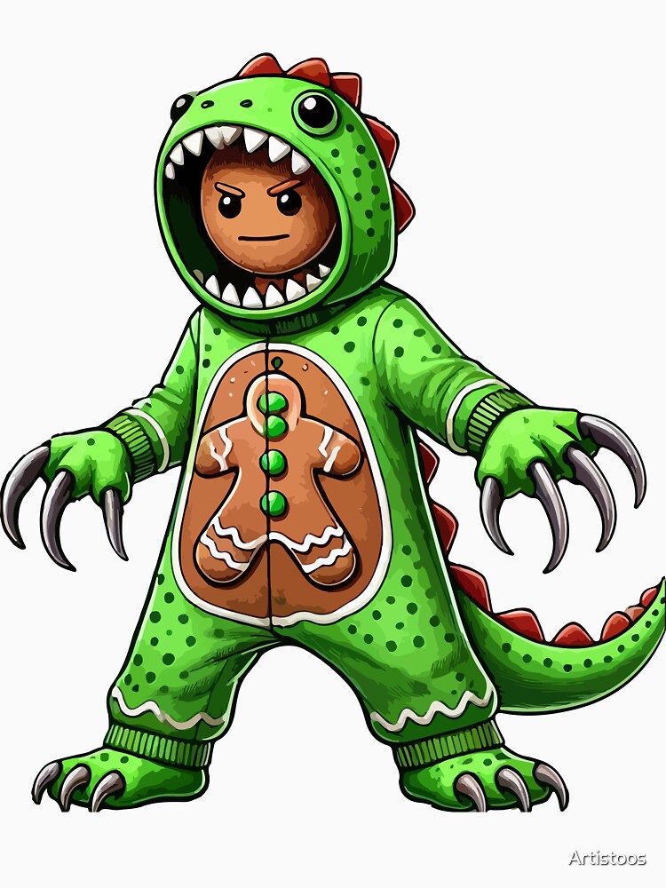 Gingerbread Man Wearing Dinosaur Costume Halloween Cosplay by Artistoos
