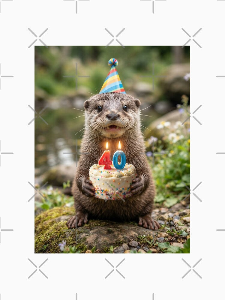 Otter  40th birthday cute adorable cake party baby kawaii by CheeseBlueprint