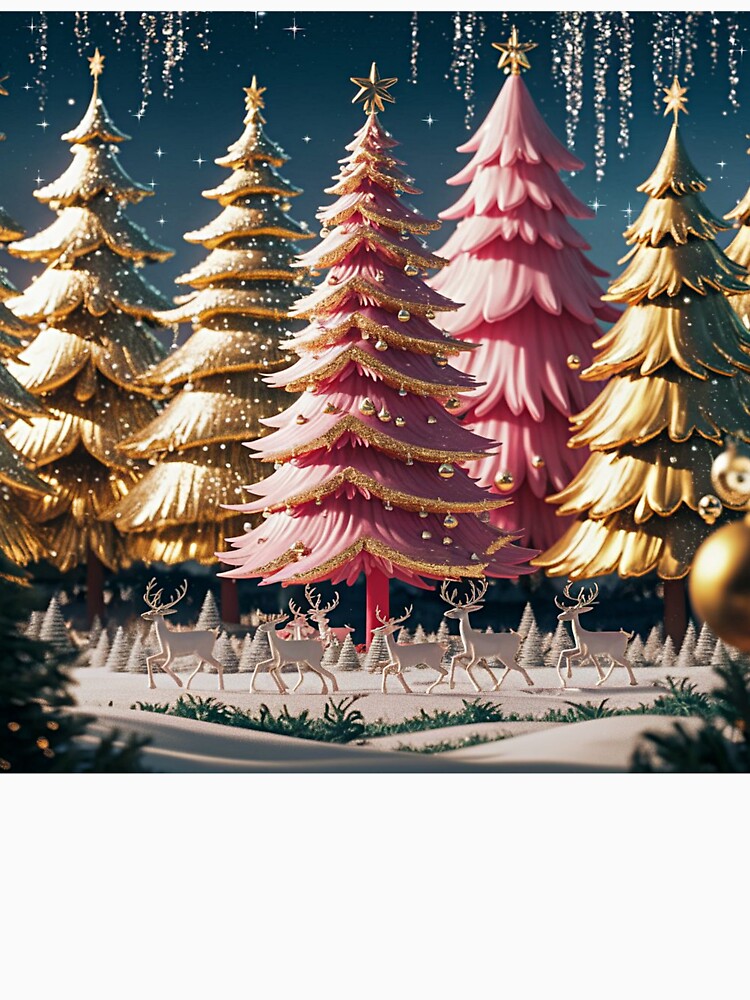 Pink Christmas Outdoor Reindeer Scene 3 by PinkGoddessLove
