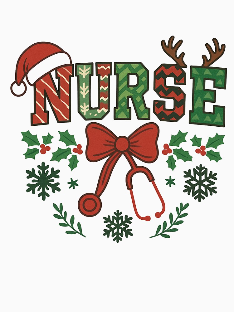 Nurse Christmas – Cute Festive Nurse Design with Santa Hat & Stethoscope | Holiday Medical Art by PrintedWithSoul