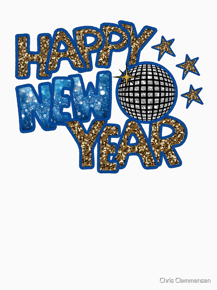Happy New Year Faux Embroidery with Groovy Disco Ball Design by Chris Clemmensen