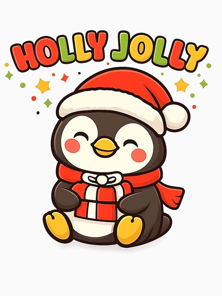 Holly Jolly Penguin – Cute Christmas Kawaii Winter Holiday Illustration by StyleLap