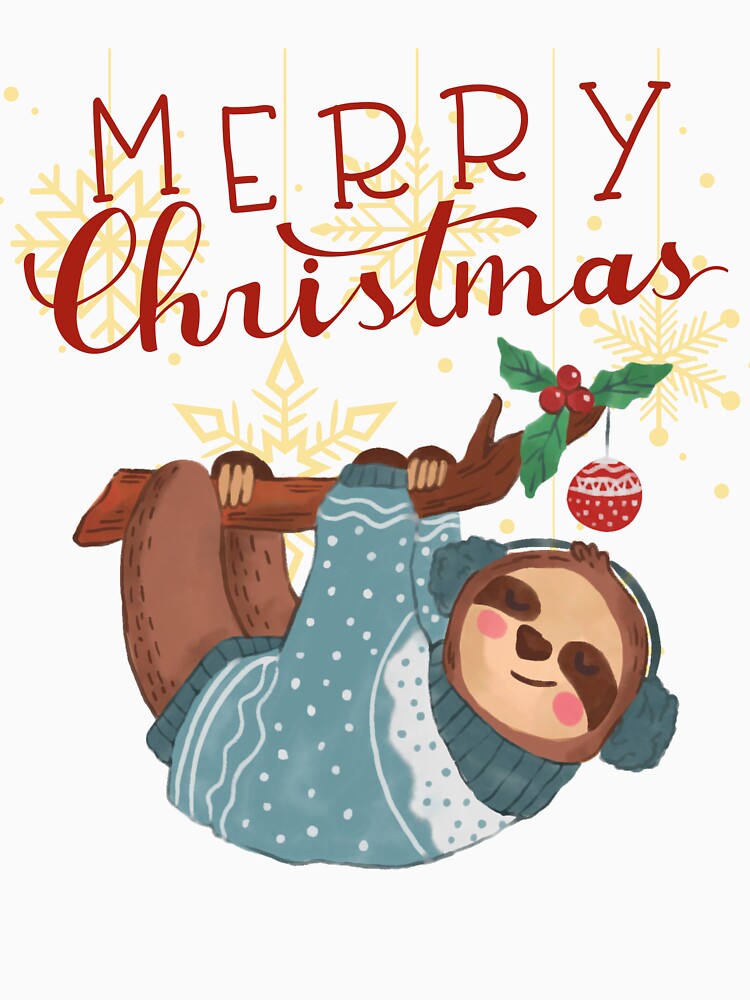 SlothMas Merry Christmas funny cute lazy sloth lover greeting by VINASU