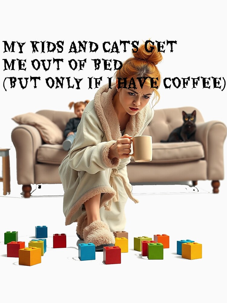 Kids Cats Coffee - Funny Mom T-Shirt by MancanoCo