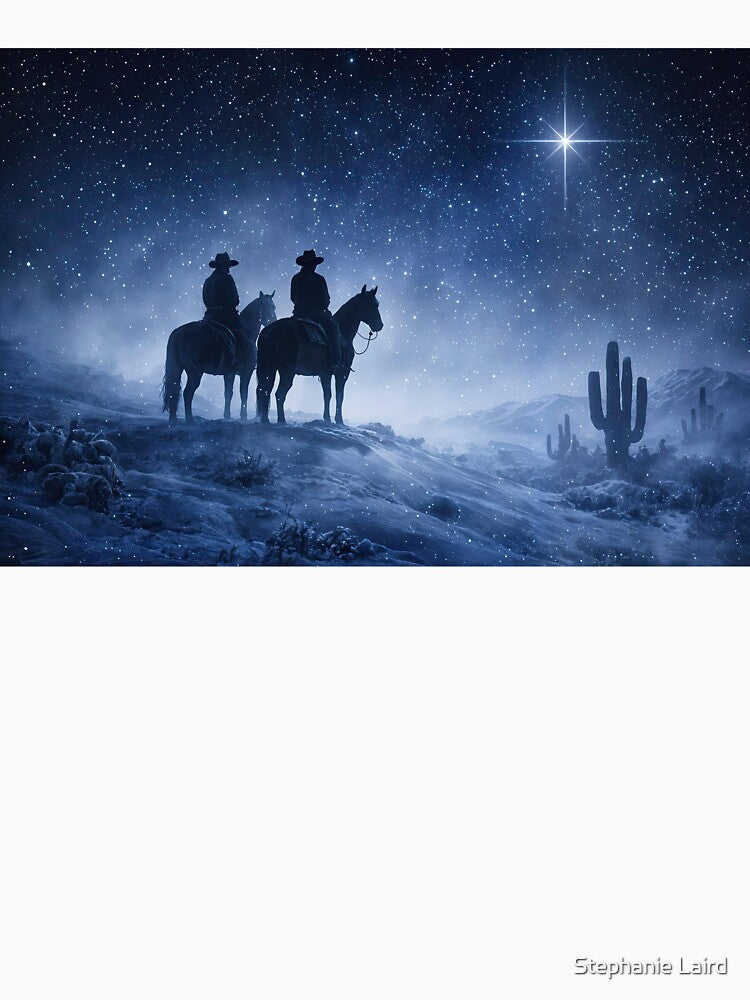 Night Riders in Starry Desert Southwestern Sky North Star Christmas Holiday by Stephanie Laird
