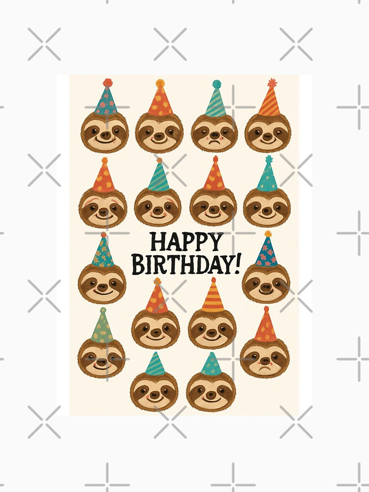 Sloth Party Hat cute happy birthday kawaii gift christmas happy by CheeseBlueprint