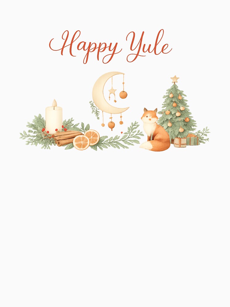 Happy Yule Cozy Winter PNG – Fox, Candle & Moon Scandinavian Yule Design by BABUSHOP5